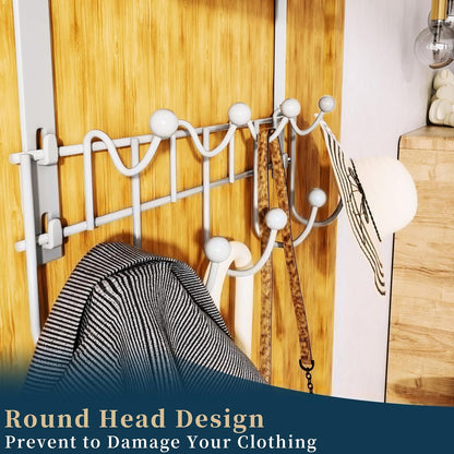 Over The Door Hooks Organizer - 3 Tier Door Hanger with 9 Coat Hooks & 2 Mesh Basket, Back Storage Organizer Hanging Towels for Bathroom, Bedroom, Black