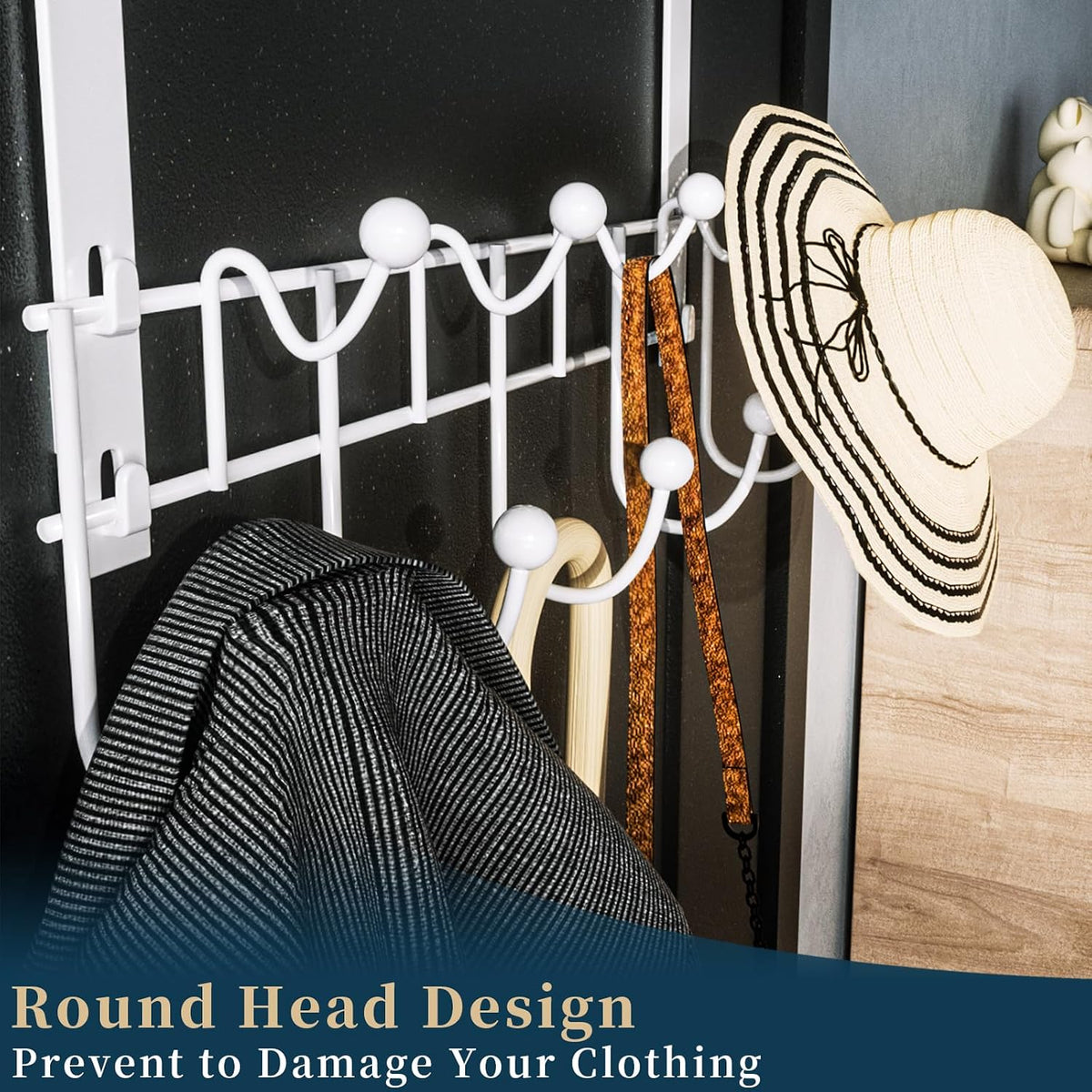 Over The Door Hooks Organizer - 3 Tier Door Hanger with 9 Coat Hooks & 2 Mesh Basket, Back Storage Organizer Hanging Towels for Bathroom, Bedroom, Black