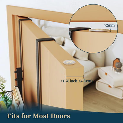 Over The Door Hooks Organizer - 3 Tier Door Hanger with 9 Coat Hooks & 2 Mesh Basket, Back Storage Organizer Hanging Towels for Bathroom, Bedroom, Black