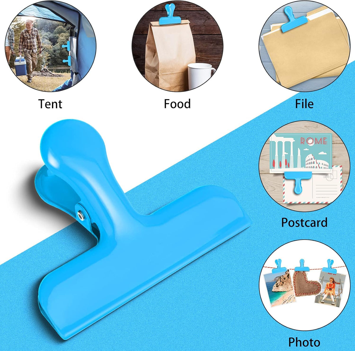 8 Pack Chip Clips, Black Bag Clips for Home Pantry Use