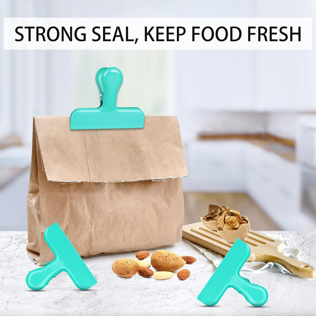 8 Pack Chip Clips, Black Bag Clips for Home Pantry Use