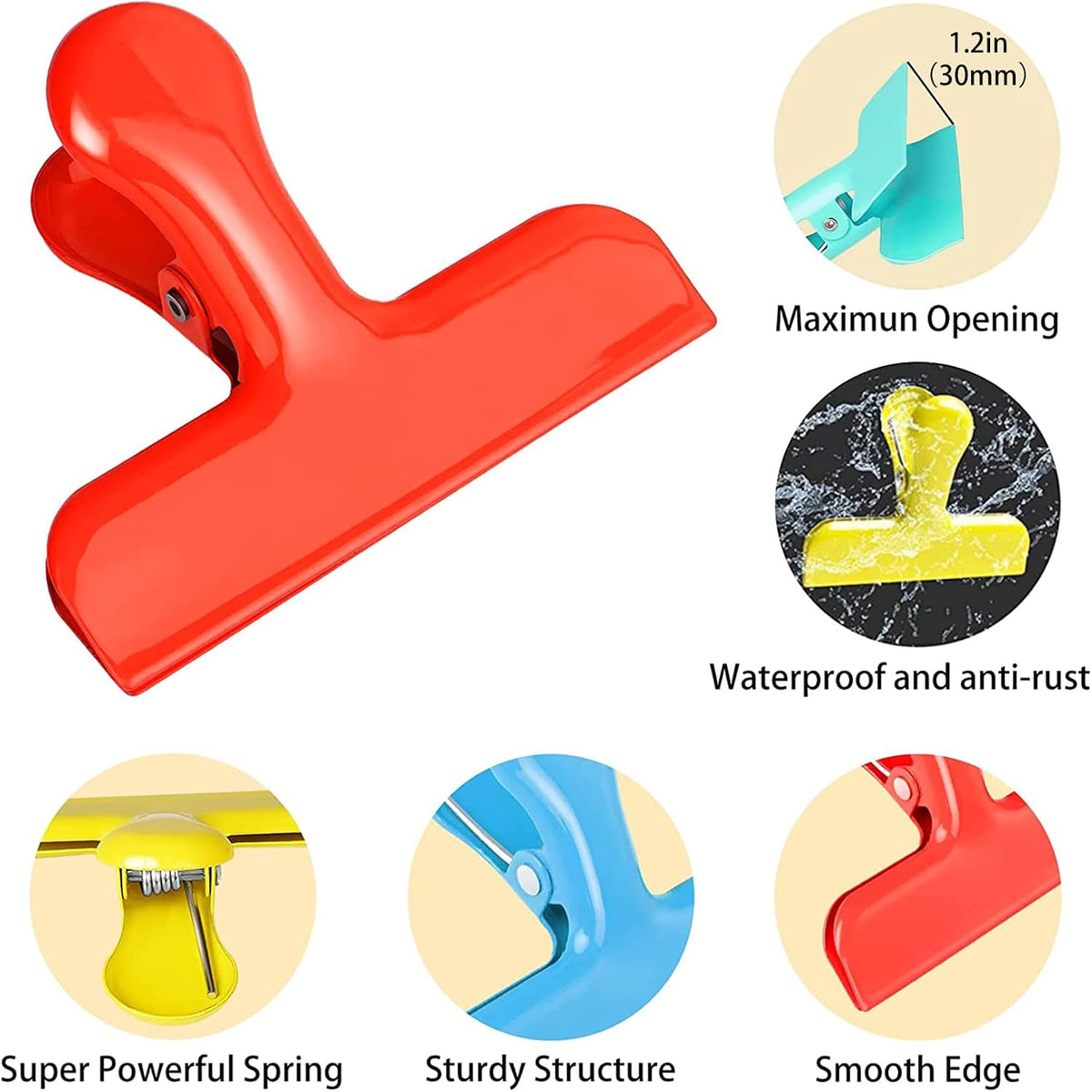 8 Pack Chip Clips, Black Bag Clips for Home Pantry Use