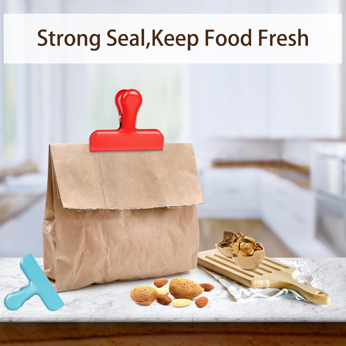 8 Pack Chip Clips, Black Bag Clips for Home Pantry Use