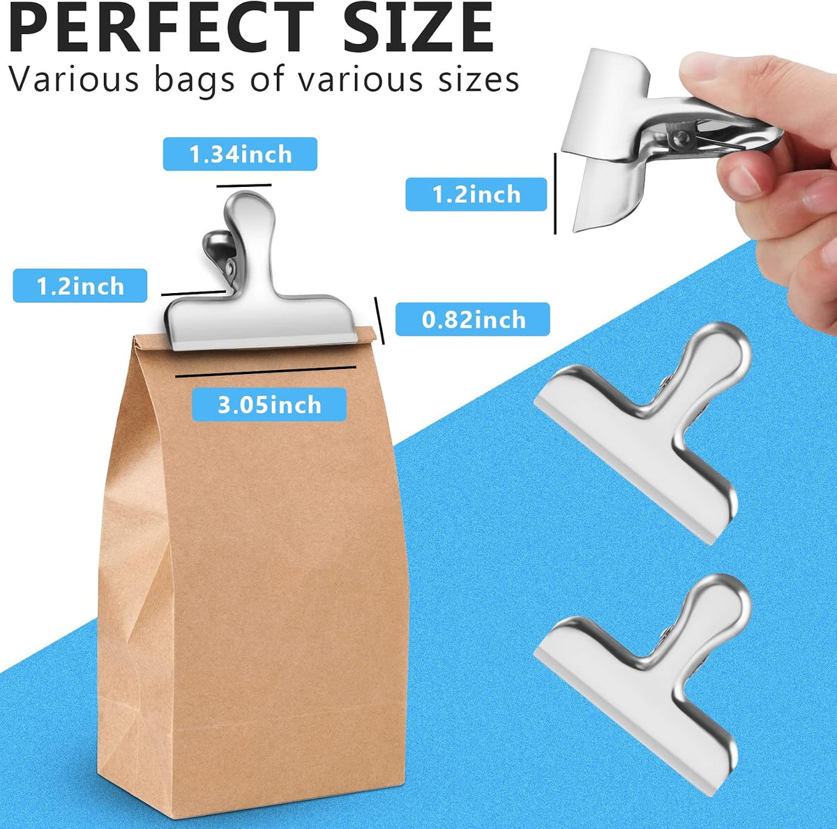 8 Pack Chip Clips, Black Bag Clips for Home Pantry Use