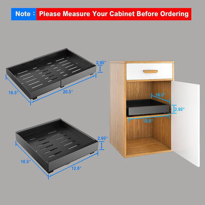 2 Pack Pull Out Cabinet Organizer, Slide Out Drawers for Cabinets, Peel and Stick, Heavy Duty Shelves for Kitchen, Cupboard, Pantry, Bathroom (16.5"D*11.8"W*3.94"H-Black)