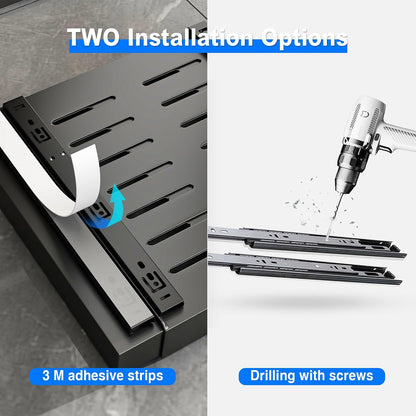 2 Pack Pull Out Cabinet Organizer, Slide Out Drawers for Cabinets, Peel and Stick, Heavy Duty Shelves for Kitchen, Cupboard, Pantry, Bathroom (16.5"D*11.8"W*3.94"H-Black)