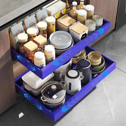 2 Pack Pull Out Cabinet Organizer, Slide Out Drawers for Cabinets, Peel and Stick, Heavy Duty Shelves for Kitchen, Cupboard, Pantry, Bathroom (16.5"D*11.8"W*3.94"H-Black)