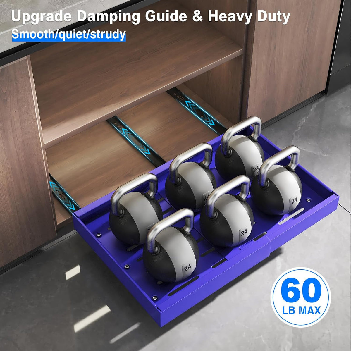 2 Pack Pull Out Cabinet Organizer, Slide Out Drawers for Cabinets, Peel and Stick, Heavy Duty Shelves for Kitchen, Cupboard, Pantry, Bathroom (16.5"D*11.8"W*3.94"H-Black)