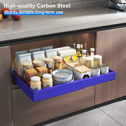 2 Pack Pull Out Cabinet Organizer, Slide Out Drawers for Cabinets, Peel and Stick, Heavy Duty Shelves for Kitchen, Cupboard, Pantry, Bathroom (16.5"D*11.8"W*3.94"H-Black)