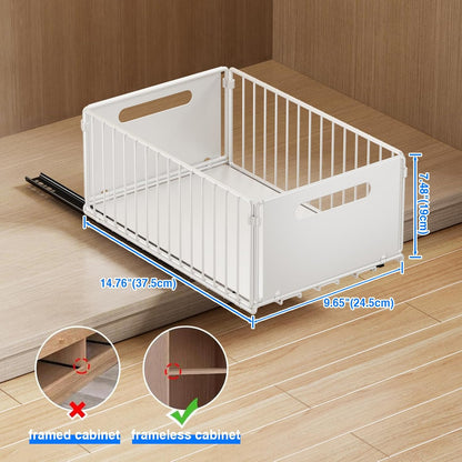 2 Pack Pull Out Cabinet Organizer, Slide Out Drawers for Cabinets, Peel and Stick, Heavy Duty Shelves for Kitchen, Cupboard, Pantry, Bathroom (16.5"D*11.8"W*3.94"H-Black)