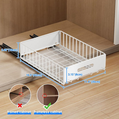 2 Pack Pull Out Cabinet Organizer, Slide Out Drawers for Cabinets, Peel and Stick, Heavy Duty Shelves for Kitchen, Cupboard, Pantry, Bathroom (16.5"D*11.8"W*3.94"H-Black)