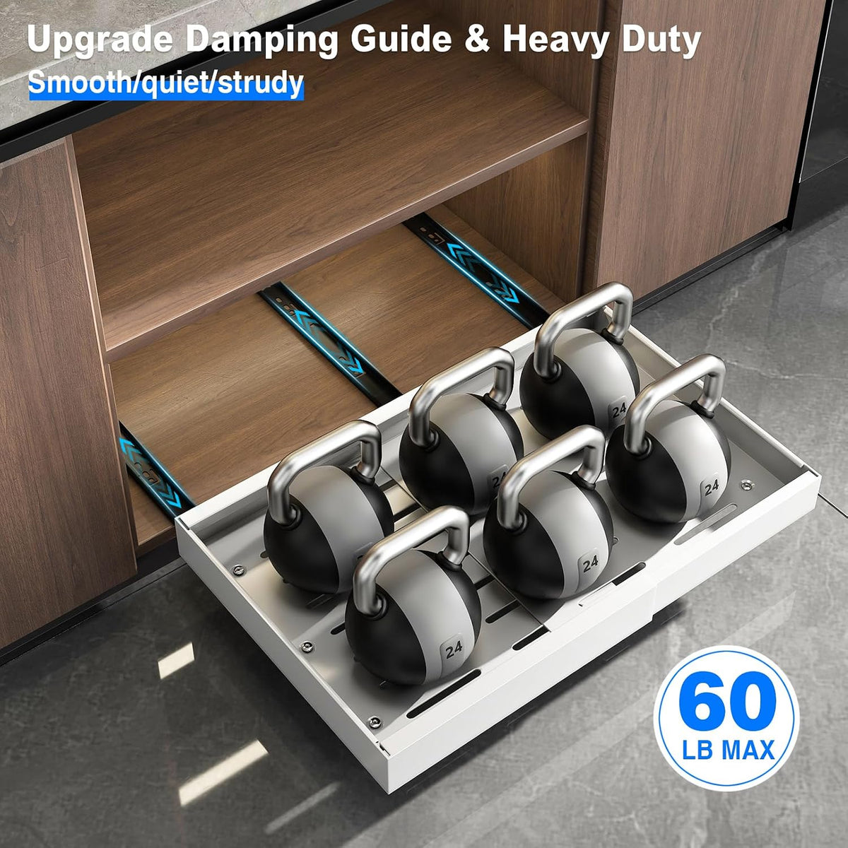 2 Pack Pull Out Cabinet Organizer, Slide Out Drawers for Cabinets, Peel and Stick, Heavy Duty Shelves for Kitchen, Cupboard, Pantry, Bathroom (16.5"D*11.8"W*3.94"H-Black)