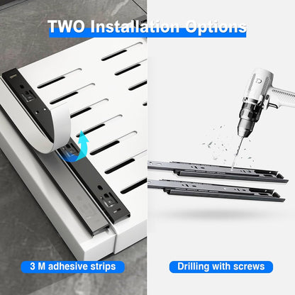 2 Pack Pull Out Cabinet Organizer, Slide Out Drawers for Cabinets, Peel and Stick, Heavy Duty Shelves for Kitchen, Cupboard, Pantry, Bathroom (16.5"D*11.8"W*3.94"H-Black)