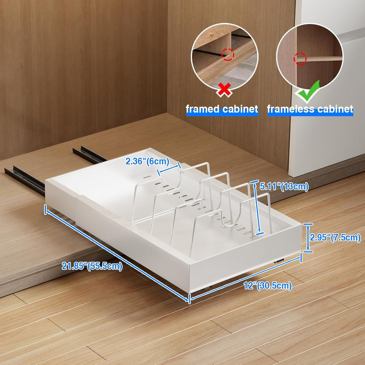 2 Pack Pull Out Cabinet Organizer, Slide Out Drawers for Cabinets, Peel and Stick, Heavy Duty Shelves for Kitchen, Cupboard, Pantry, Bathroom (16.5"D*11.8"W*3.94"H-Black)