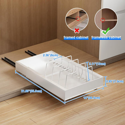 2 Pack Pull Out Cabinet Organizer, Slide Out Drawers for Cabinets, Peel and Stick, Heavy Duty Shelves for Kitchen, Cupboard, Pantry, Bathroom (16.5"D*11.8"W*3.94"H-Black)