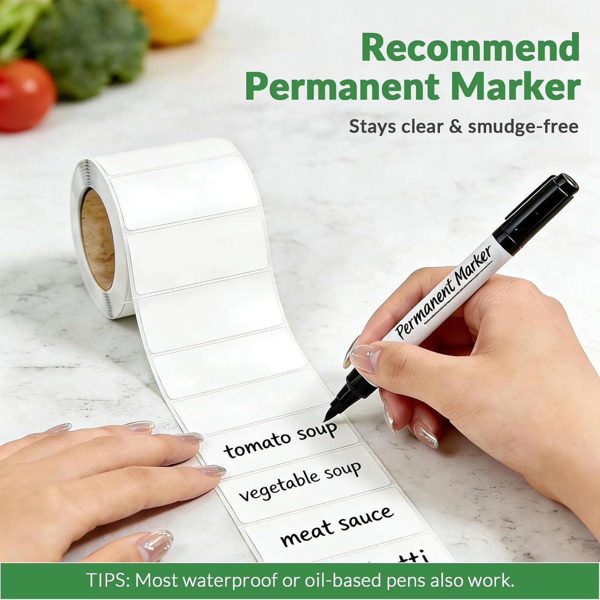 700 PCS Blank Removable Freezer Labels - Food Labels with Perforated Lines, for Meal Prep Containers (4/5" x 2", 2 Rolls, 350 Count/Roll)