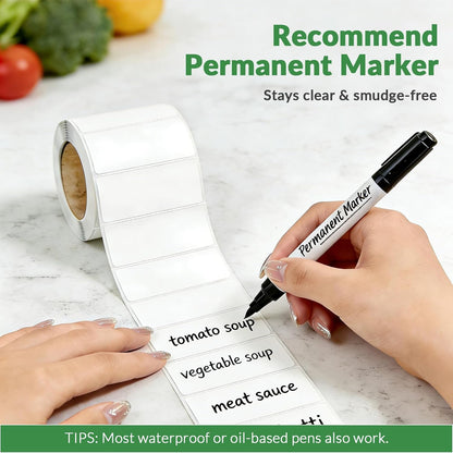 700 PCS Blank Removable Freezer Labels - Food Labels with Perforated Lines, for Meal Prep Containers (4/5" x 2", 2 Rolls, 350 Count/Roll)