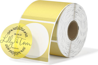 2 Inch Transparent Round Thermal Labels, 500 Sheets/1 Roll | Strong Adhesive & Waterproof & Tear-Resistant for Small Business, Bakery, Barcode, Inventory
