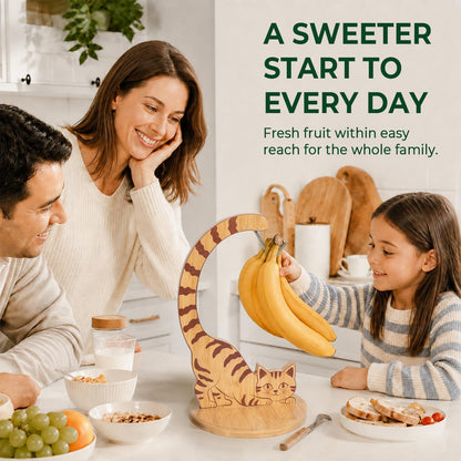 Giraffe Banana Holder Stand, Bamboo Banana Hanger with Stainless Steel Hook for Countertop or Under Cabinet – Decorative Banana Tree Fruit Holder for Even Ripening, Storage and Easy Access