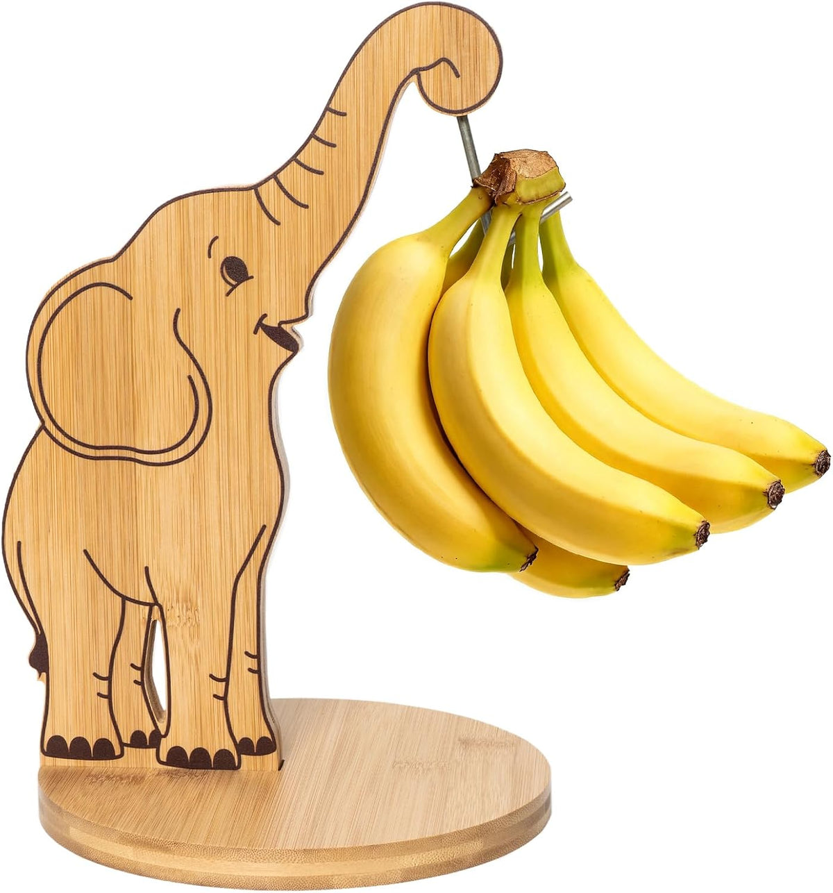Giraffe Banana Holder Stand, Bamboo Banana Hanger with Stainless Steel Hook for Countertop or Under Cabinet – Decorative Banana Tree Fruit Holder for Even Ripening, Storage and Easy Access