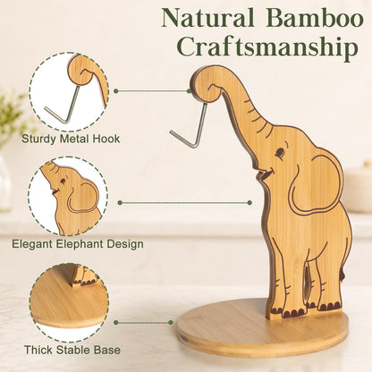 Giraffe Banana Holder Stand, Bamboo Banana Hanger with Stainless Steel Hook for Countertop or Under Cabinet – Decorative Banana Tree Fruit Holder for Even Ripening, Storage and Easy Access