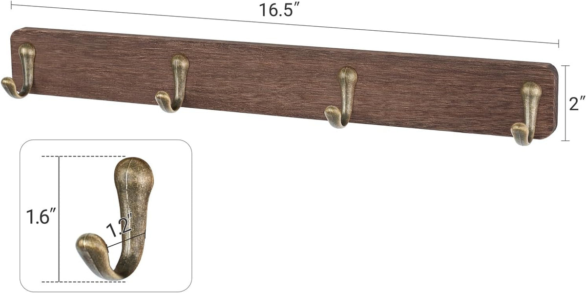 Wall Mug Holder, Wooden Coffee Cup Hanger Rack with 8 Hooks, Brown