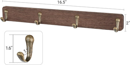 Wall Mug Holder, Wooden Coffee Cup Hanger Rack with 8 Hooks, Brown