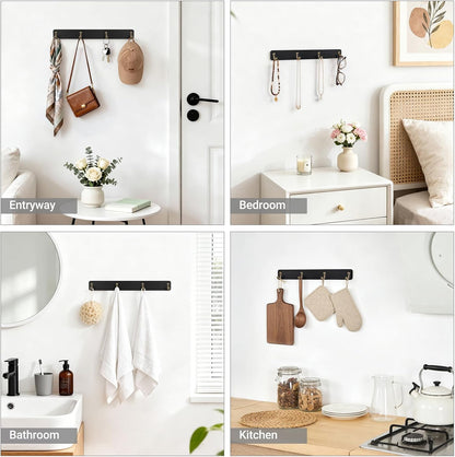 Wall Mug Holder, Wooden Coffee Cup Hanger Rack with 8 Hooks, Brown