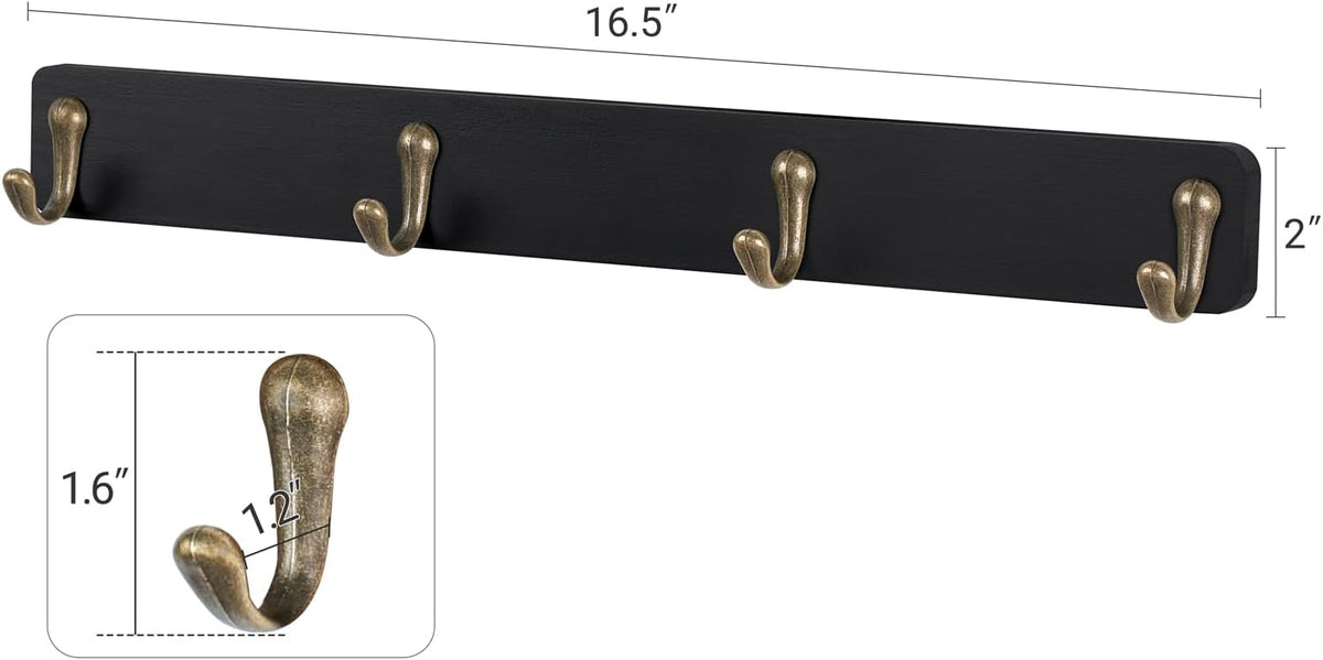 Wall Mug Holder, Wooden Coffee Cup Hanger Rack with 8 Hooks, Brown