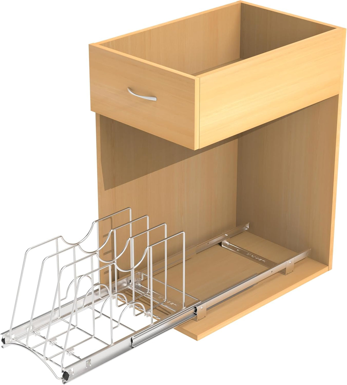 Pull Out Cookie Sheet Organizer, 10" W x 22" D x 11" H, Chrome