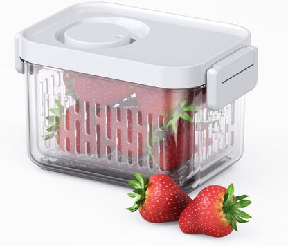 Dishwasher Safe Berry Keeper, Produce Saver, Clear Fruit Containers, BPA-Free Lettuce Keeper, Strawberry Container Keep Food Fresh, 3.8 Cup