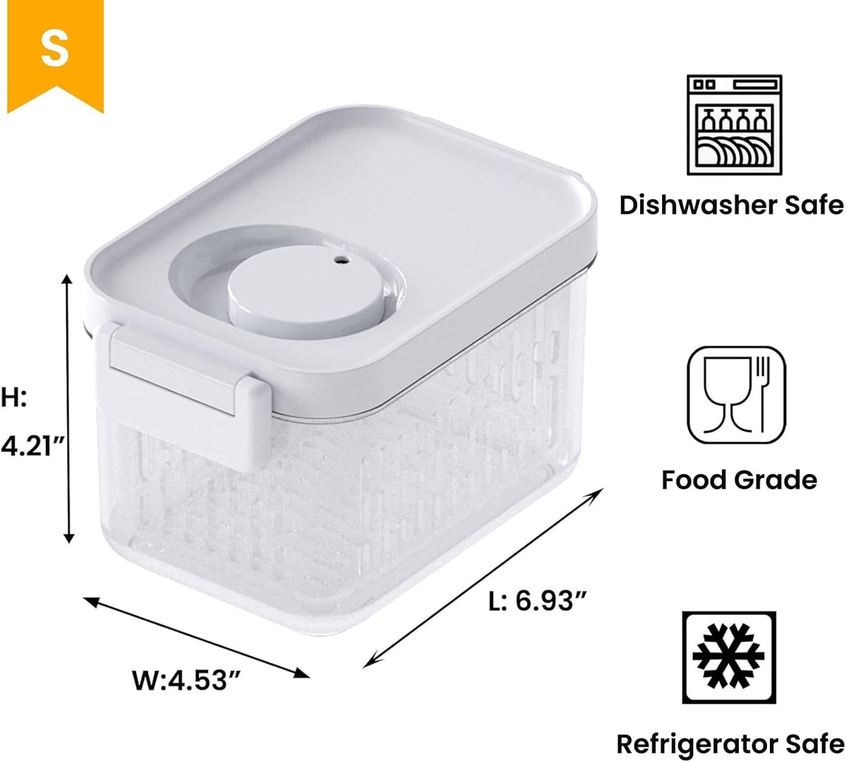 Dishwasher Safe Berry Keeper, Produce Saver, Clear Fruit Containers, BPA-Free Lettuce Keeper, Strawberry Container Keep Food Fresh, 3.8 Cup