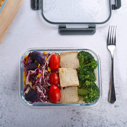 10 Pack Glass Food Storage Containers with Lids, Gray