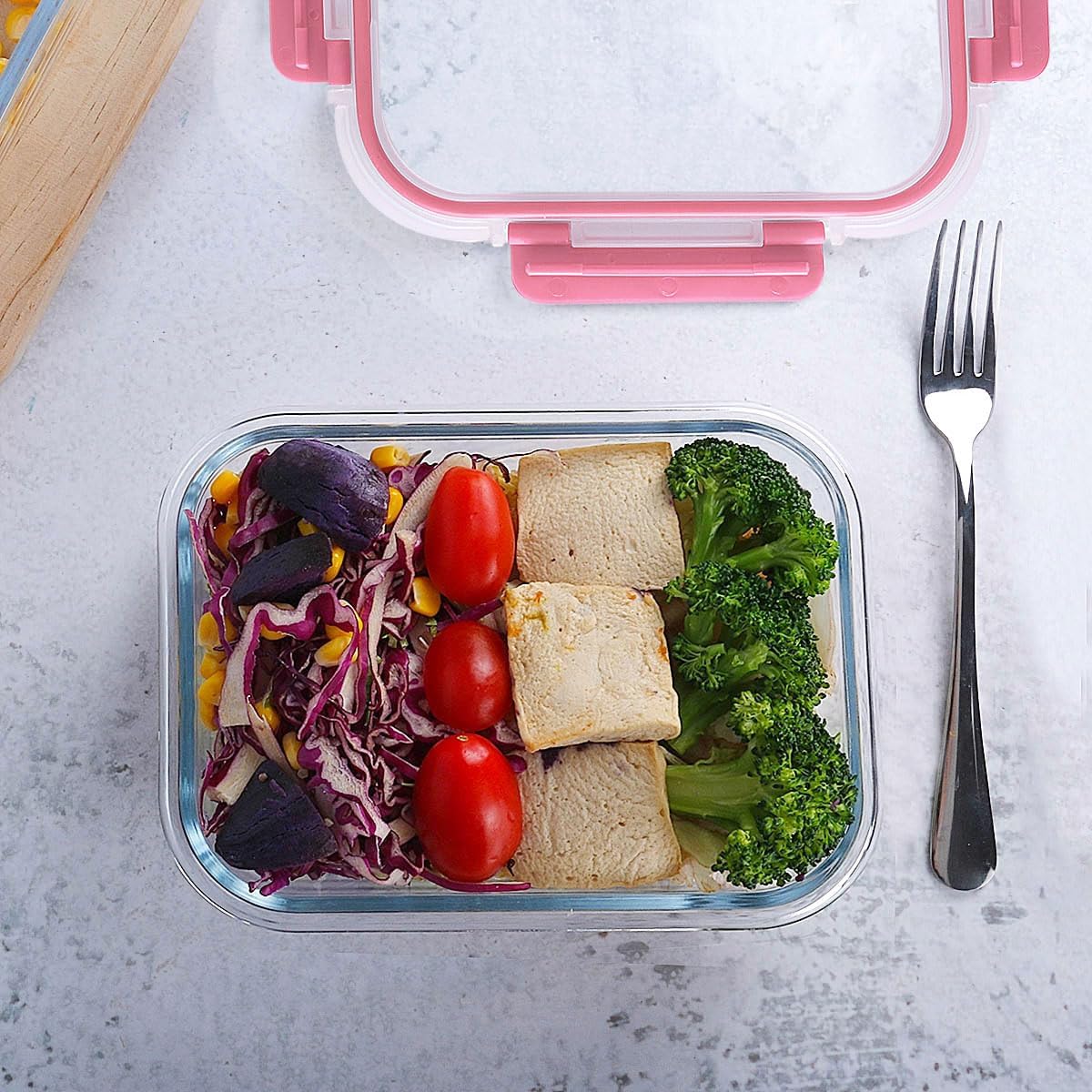 10 Pack Glass Food Storage Containers with Lids, Gray