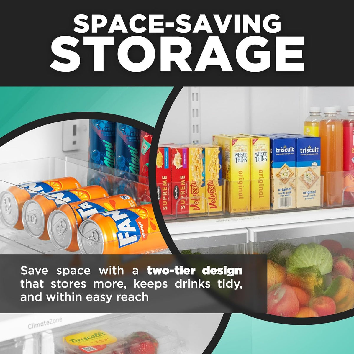 Automatic Soda Can Organizer - - Soda Can Dispenser For Refrigerator - Automatic Drink Holder For Fridge - Organizing Rack for Kitchen or Pantry - Beverage Dispenser & Holder (Small)