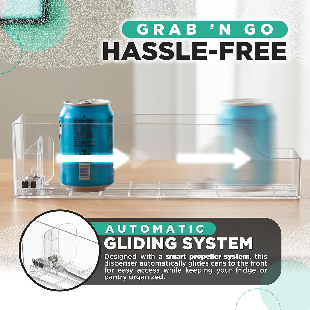 Automatic Soda Can Organizer - - Soda Can Dispenser For Refrigerator - Automatic Drink Holder For Fridge - Organizing Rack for Kitchen or Pantry - Beverage Dispenser & Holder (Small)