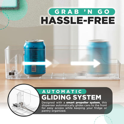 Automatic Soda Can Organizer - - Soda Can Dispenser For Refrigerator - Automatic Drink Holder For Fridge - Organizing Rack for Kitchen or Pantry - Beverage Dispenser & Holder (Small)