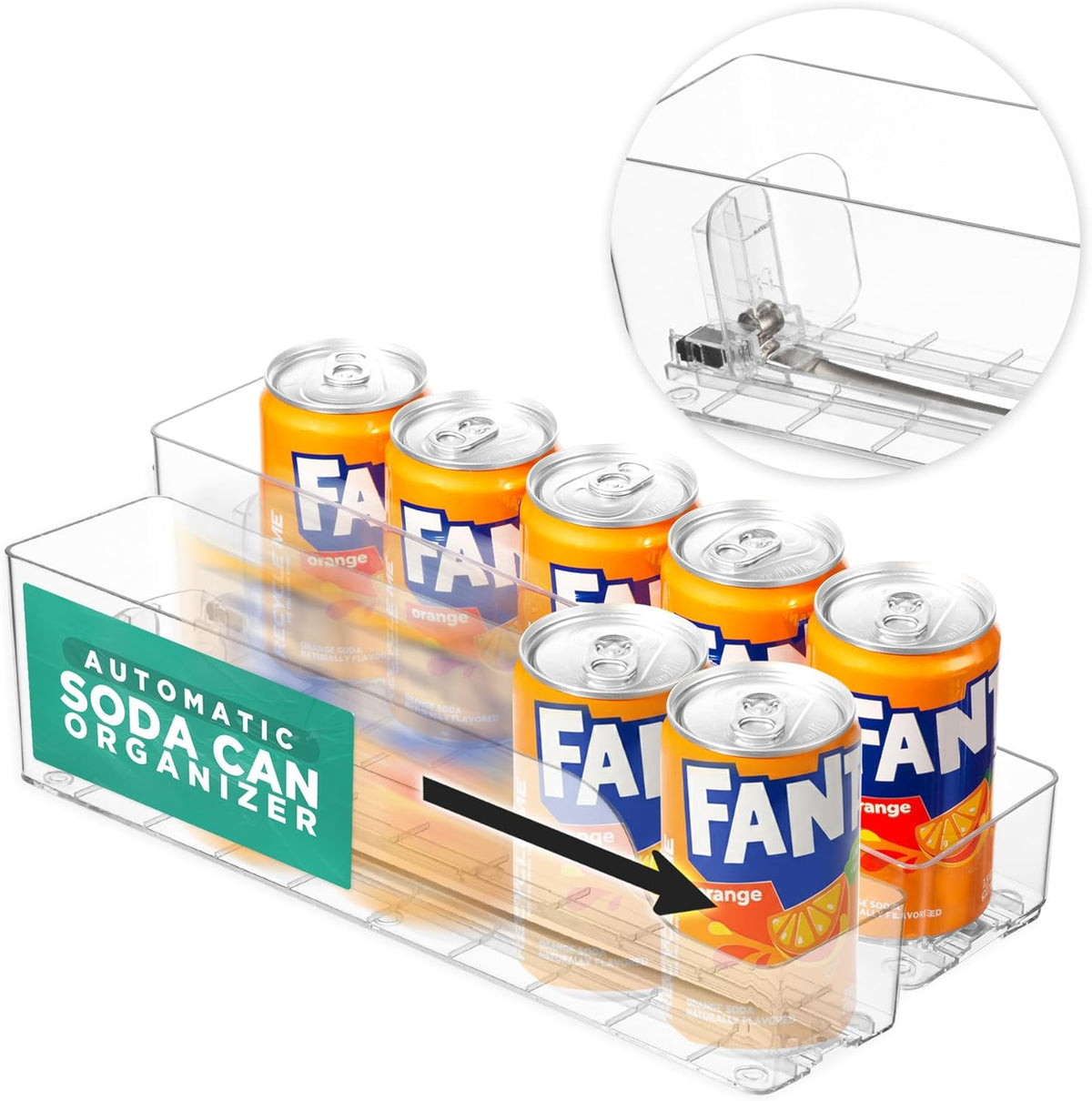 Automatic Soda Can Organizer - - Soda Can Dispenser For Refrigerator - Automatic Drink Holder For Fridge - Organizing Rack for Kitchen or Pantry - Beverage Dispenser & Holder (Small)