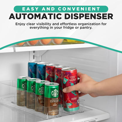 Automatic Soda Can Organizer - - Soda Can Dispenser For Refrigerator - Automatic Drink Holder For Fridge - Organizing Rack for Kitchen or Pantry - Beverage Dispenser & Holder (Small)