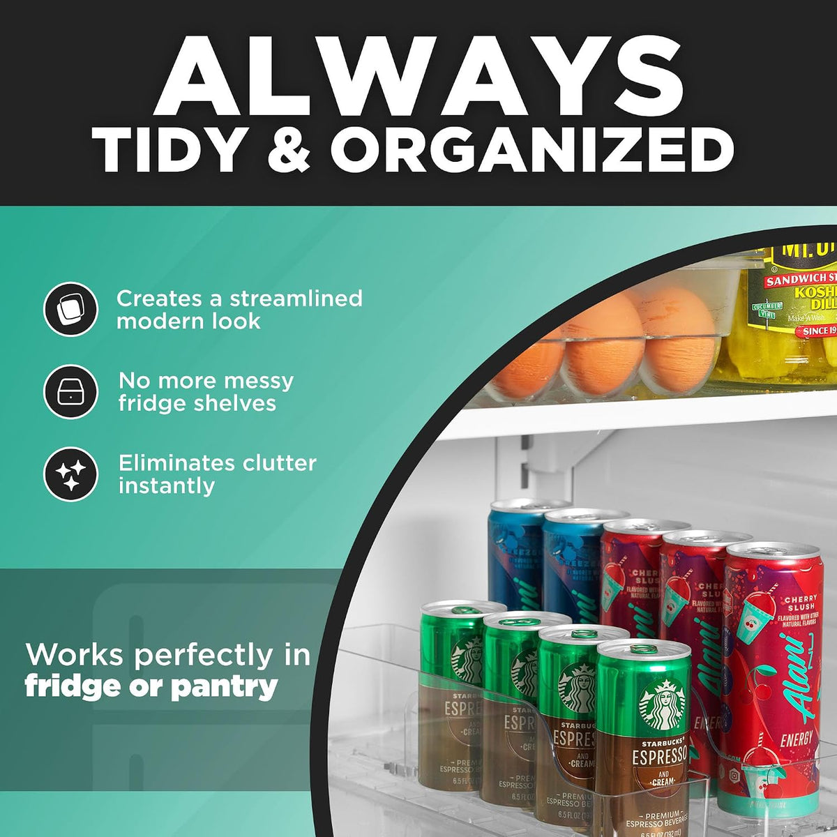 Automatic Soda Can Organizer - - Soda Can Dispenser For Refrigerator - Automatic Drink Holder For Fridge - Organizing Rack for Kitchen or Pantry - Beverage Dispenser & Holder (Small)
