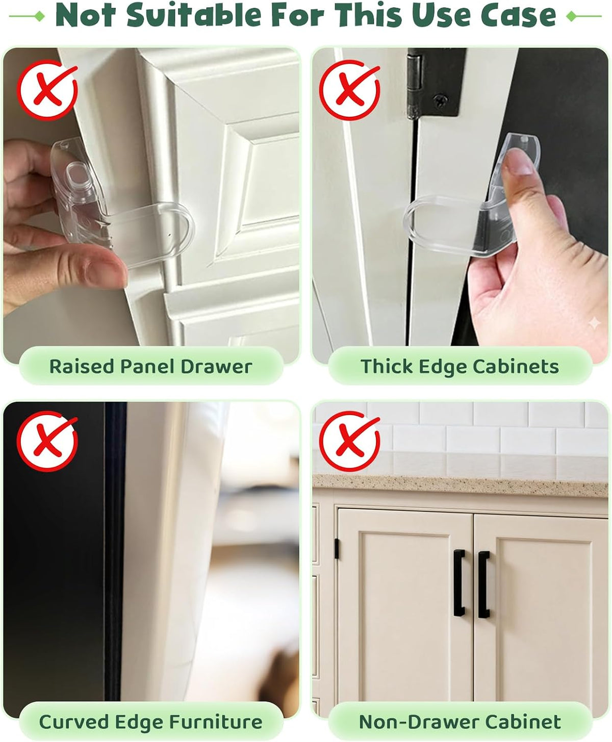 Roctee 6 Pack Drawer Baby Locks Clear, Baby Proof Locks for Side Drawers Pull Out Thin Dresser Kitchen Cabinet Bedside Tables, Safety Latch Child Proofing Clips