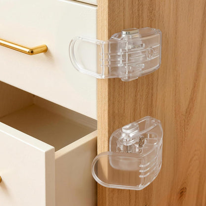 Roctee 6 Pack Drawer Baby Locks Clear, Baby Proof Locks for Side Drawers Pull Out Thin Dresser Kitchen Cabinet Bedside Tables, Safety Latch Child Proofing Clips