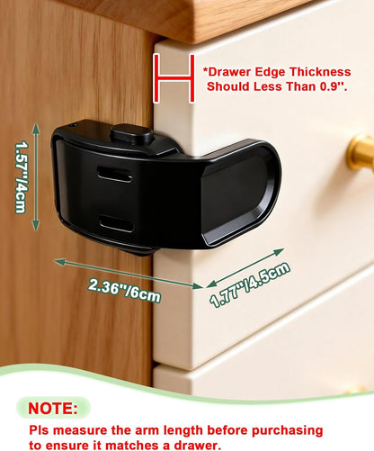 Roctee 6 Pack Drawer Baby Locks Clear, Baby Proof Locks for Side Drawers Pull Out Thin Dresser Kitchen Cabinet Bedside Tables, Safety Latch Child Proofing Clips