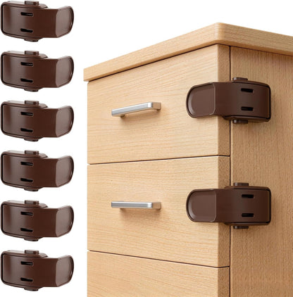 Roctee 6 Pack Drawer Baby Locks Clear, Baby Proof Locks for Side Drawers Pull Out Thin Dresser Kitchen Cabinet Bedside Tables, Safety Latch Child Proofing Clips