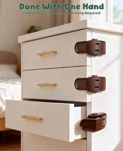 Roctee 6 Pack Drawer Baby Locks Clear, Baby Proof Locks for Side Drawers Pull Out Thin Dresser Kitchen Cabinet Bedside Tables, Safety Latch Child Proofing Clips