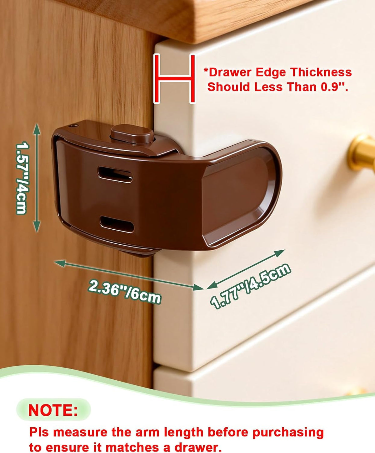 Roctee 6 Pack Drawer Baby Locks Clear, Baby Proof Locks for Side Drawers Pull Out Thin Dresser Kitchen Cabinet Bedside Tables, Safety Latch Child Proofing Clips