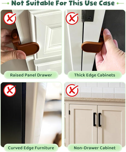 Roctee 6 Pack Drawer Baby Locks Clear, Baby Proof Locks for Side Drawers Pull Out Thin Dresser Kitchen Cabinet Bedside Tables, Safety Latch Child Proofing Clips