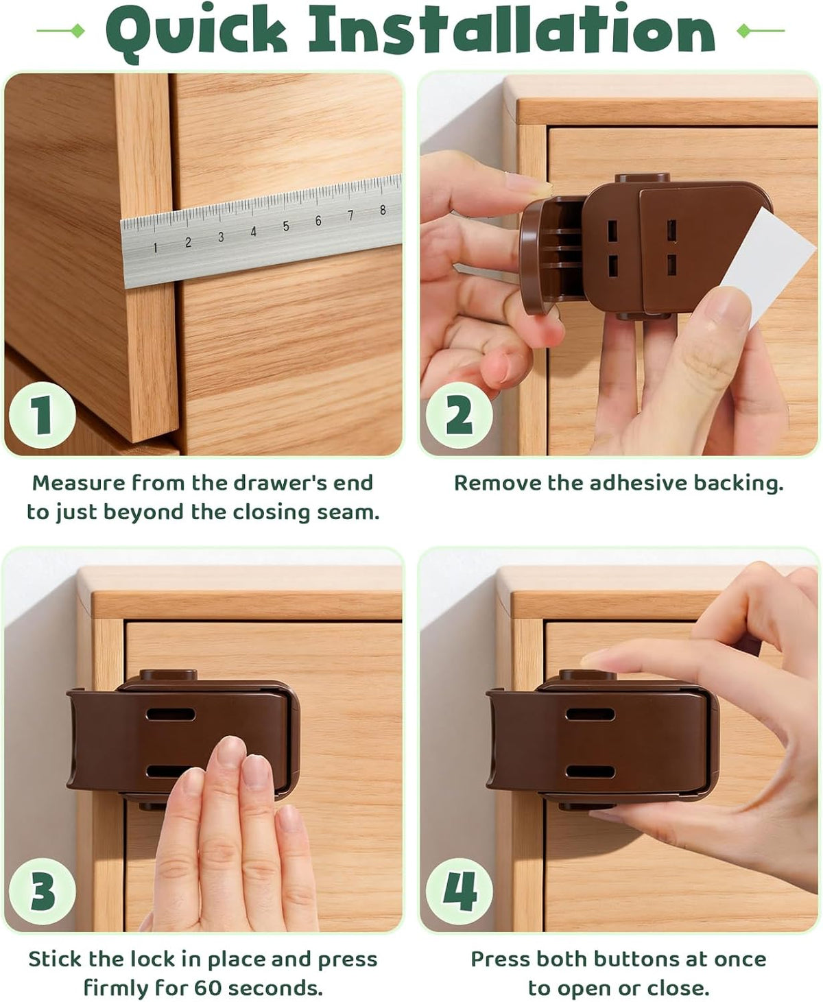 Roctee 6 Pack Drawer Baby Locks Clear, Baby Proof Locks for Side Drawers Pull Out Thin Dresser Kitchen Cabinet Bedside Tables, Safety Latch Child Proofing Clips