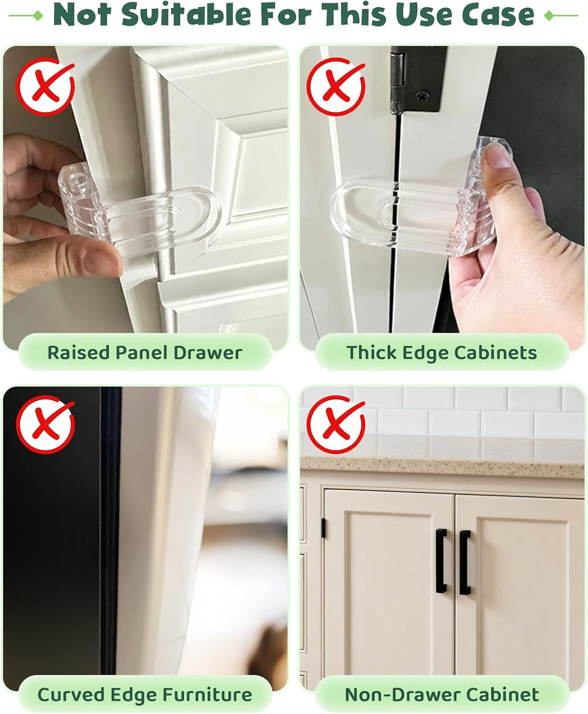 Roctee 6 Pack Drawer Baby Locks Clear, Baby Proof Locks for Side Drawers Pull Out Thin Dresser Kitchen Cabinet Bedside Tables, Safety Latch Child Proofing Clips