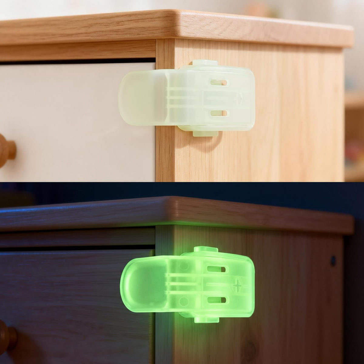 Roctee 6 Pack Drawer Baby Locks Clear, Baby Proof Locks for Side Drawers Pull Out Thin Dresser Kitchen Cabinet Bedside Tables, Safety Latch Child Proofing Clips